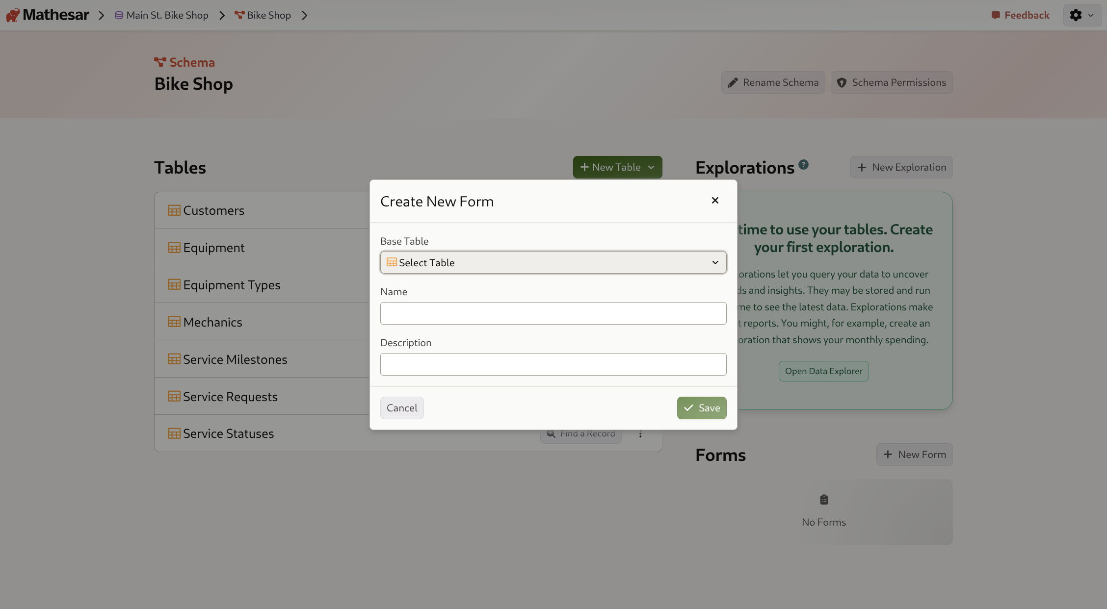 Creating a new form