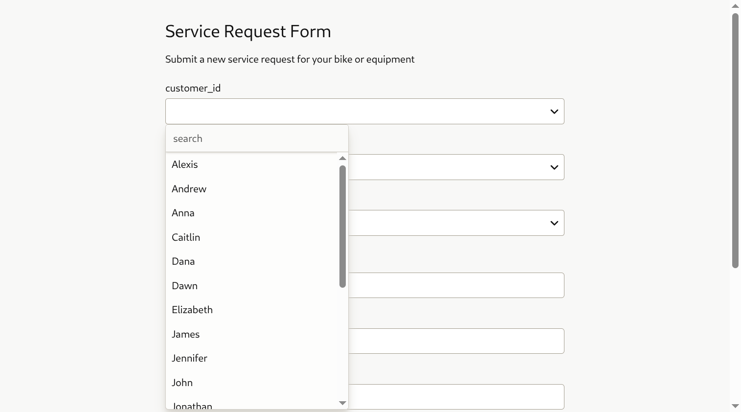 Foreign key dropdown