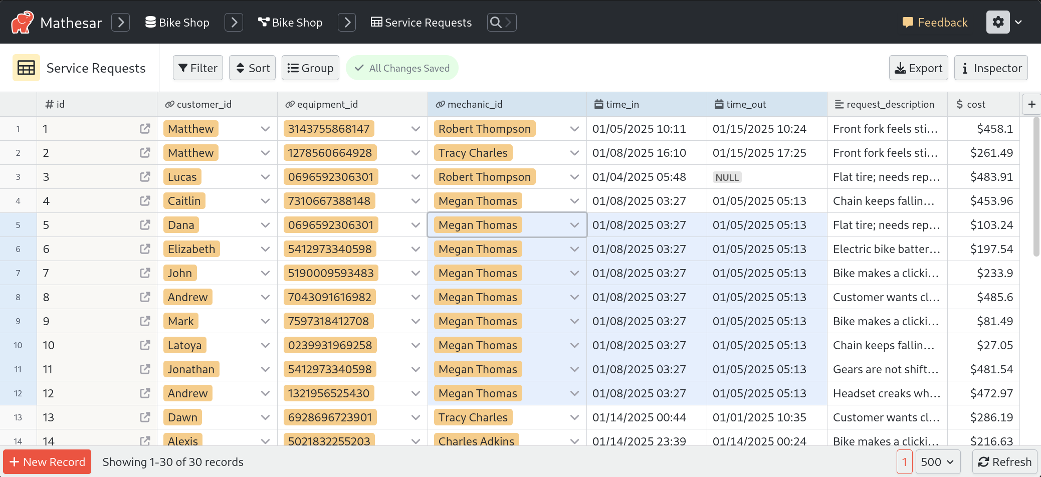 A screenshot of Mathesar's "paste confirmation" dialog