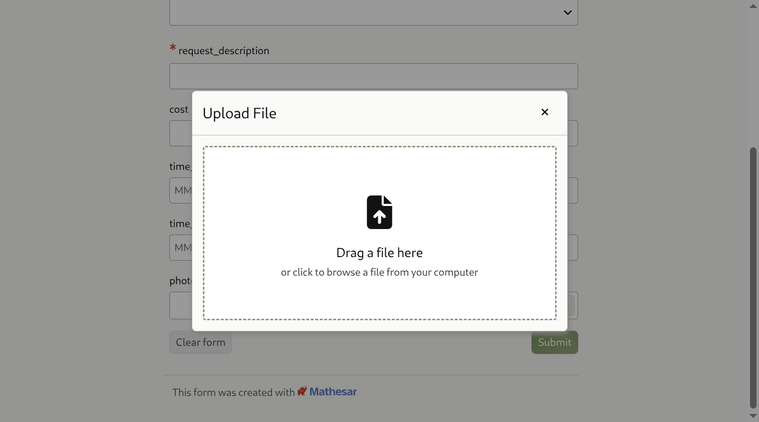 File upload interface